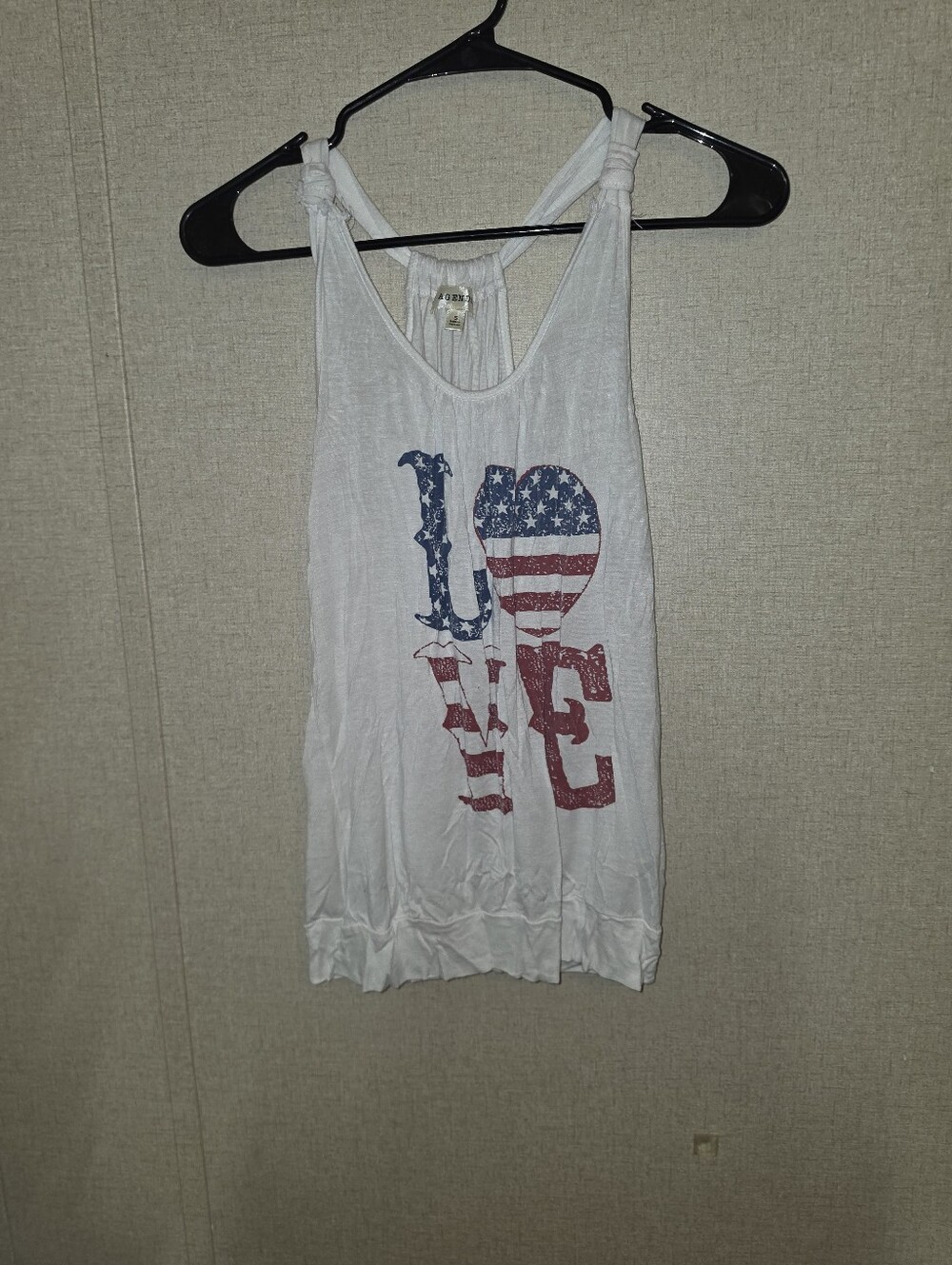 Agenda White Tank with Patriotic Red & Blue Graphic